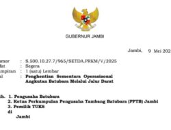 Gubernur Al Haris Stop Angkutan Batubara Melalui Jalur Darat